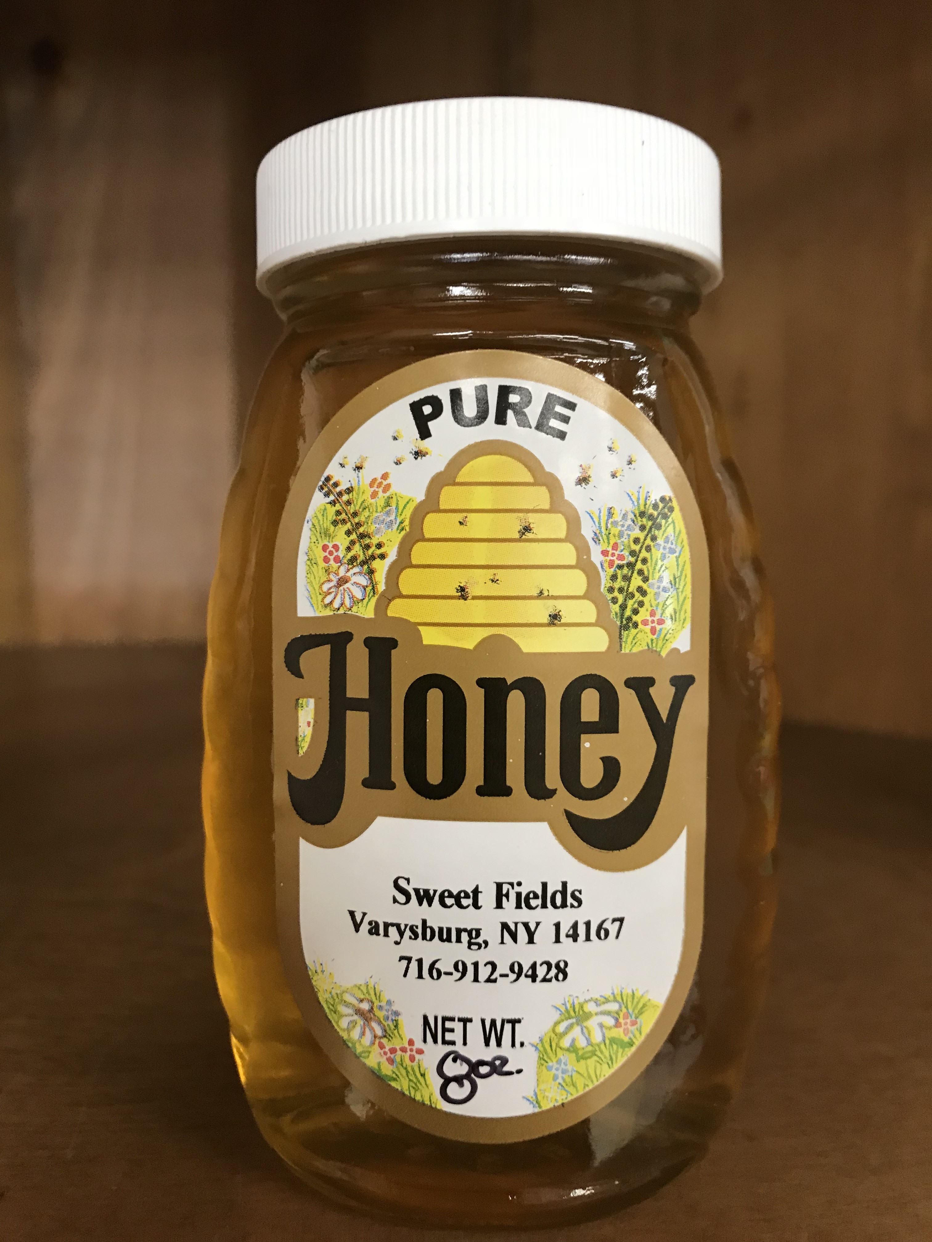 Sweet Fields Honey 8 oz (Raw, Locally Made) 